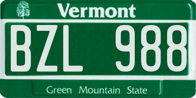 VT license plate BZL988