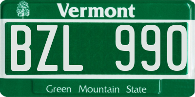 VT license plate BZL990