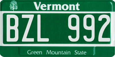VT license plate BZL992