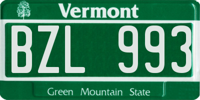 VT license plate BZL993