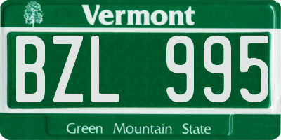 VT license plate BZL995