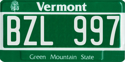 VT license plate BZL997
