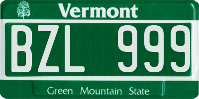 VT license plate BZL999