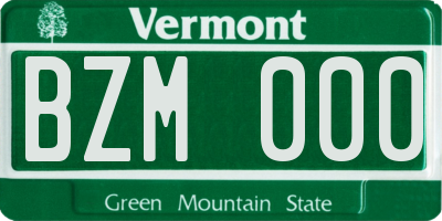 VT license plate BZM000