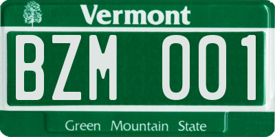 VT license plate BZM001