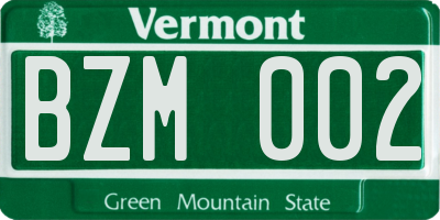 VT license plate BZM002