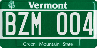 VT license plate BZM004