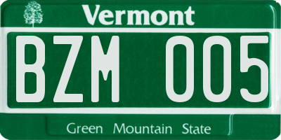 VT license plate BZM005