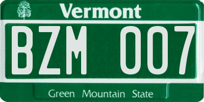 VT license plate BZM007
