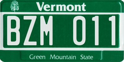 VT license plate BZM011