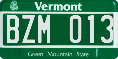 VT license plate BZM013
