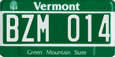 VT license plate BZM014