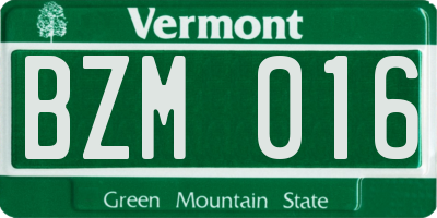 VT license plate BZM016