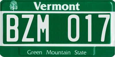 VT license plate BZM017