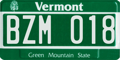 VT license plate BZM018
