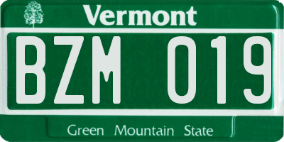 VT license plate BZM019