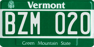 VT license plate BZM020