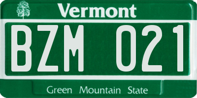 VT license plate BZM021