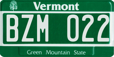 VT license plate BZM022