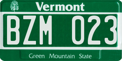 VT license plate BZM023