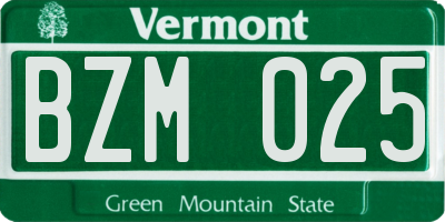 VT license plate BZM025