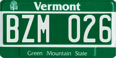 VT license plate BZM026