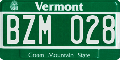 VT license plate BZM028
