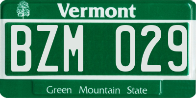 VT license plate BZM029