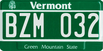 VT license plate BZM032