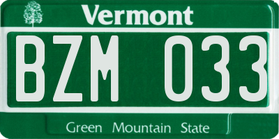 VT license plate BZM033