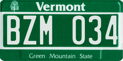 VT license plate BZM034