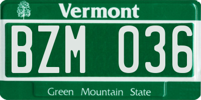 VT license plate BZM036