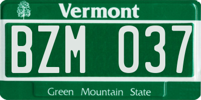 VT license plate BZM037