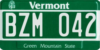 VT license plate BZM042