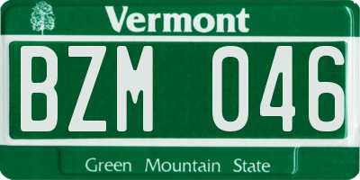 VT license plate BZM046