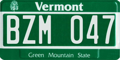 VT license plate BZM047