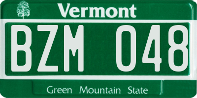 VT license plate BZM048