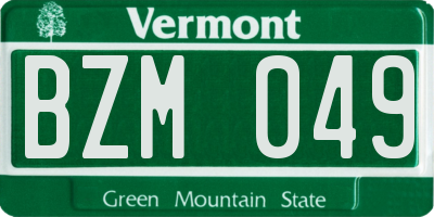 VT license plate BZM049