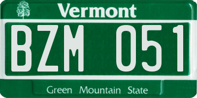 VT license plate BZM051