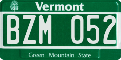VT license plate BZM052