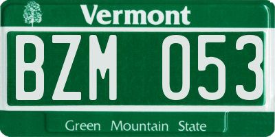 VT license plate BZM053