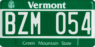 VT license plate BZM054