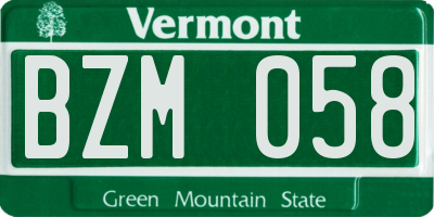 VT license plate BZM058