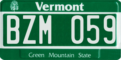 VT license plate BZM059