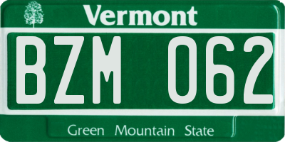 VT license plate BZM062