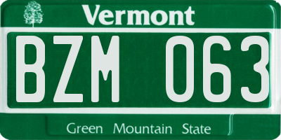 VT license plate BZM063