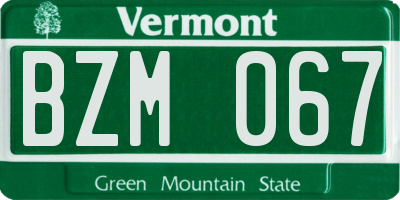 VT license plate BZM067