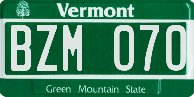 VT license plate BZM070