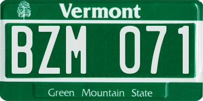 VT license plate BZM071