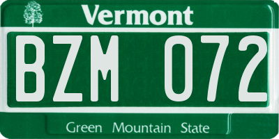 VT license plate BZM072